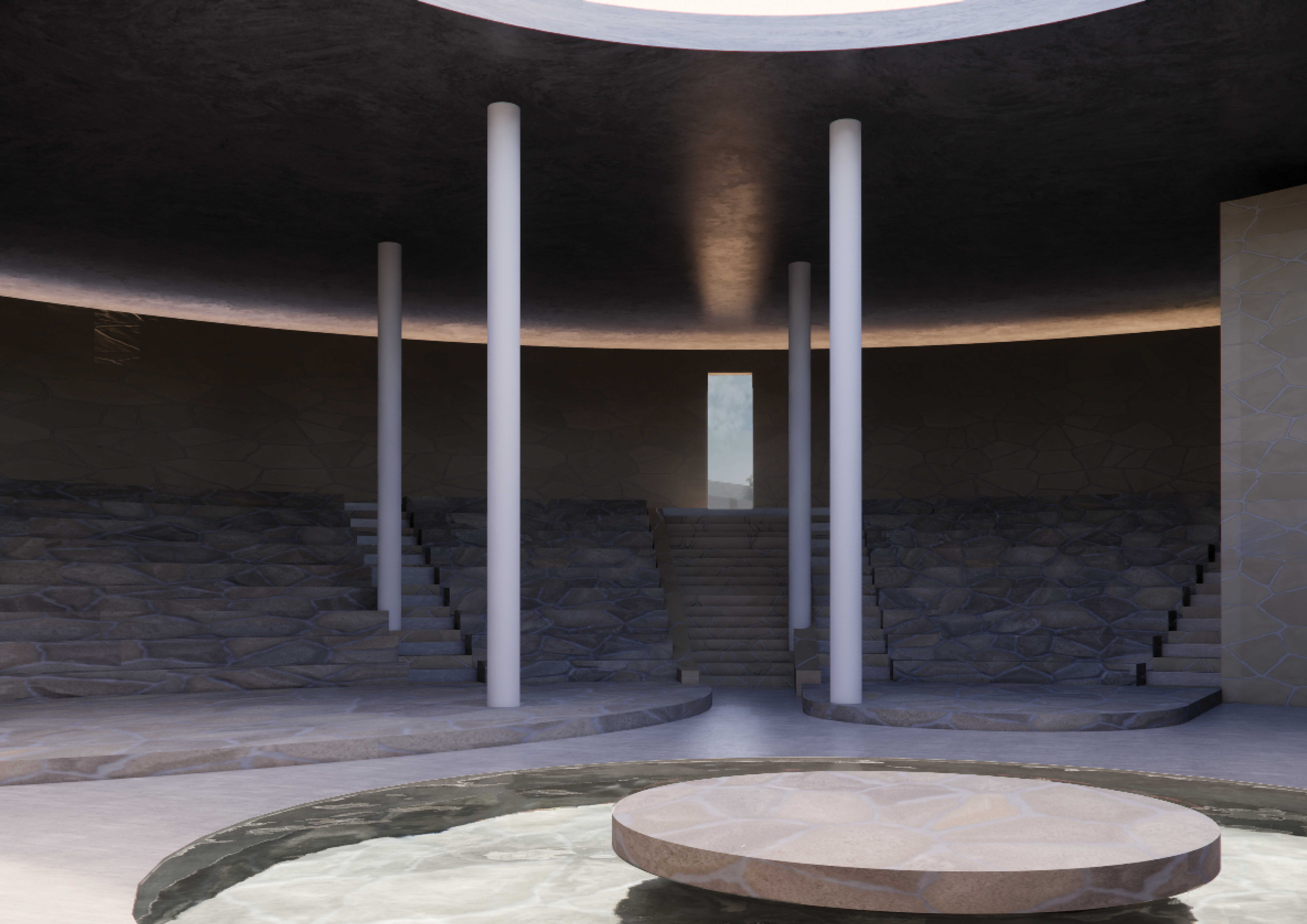 Visualisation of 'Chamber of Authority' at high tide, unoccupied