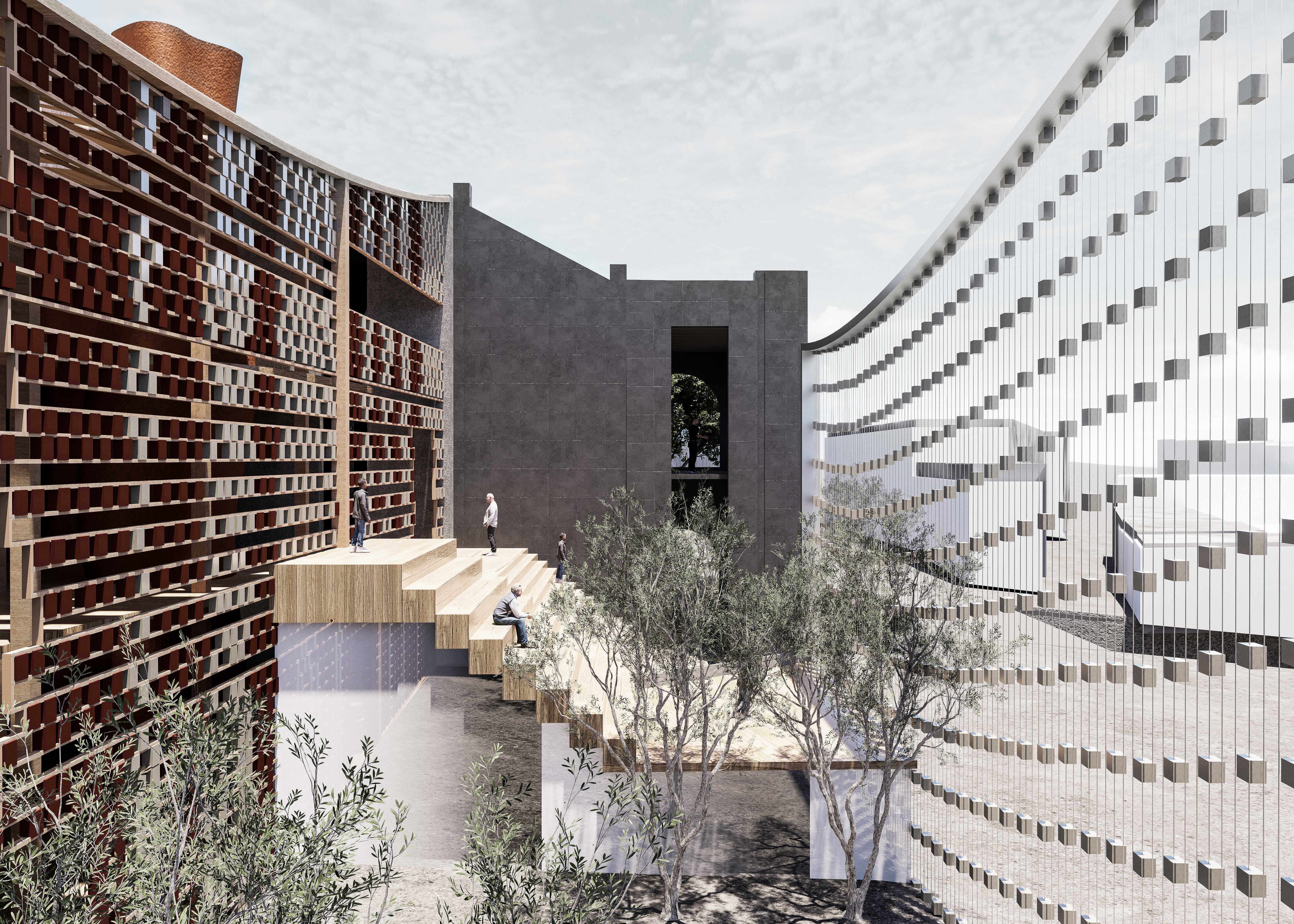 'In the Porous Between' - Existing Bridge Stairs & New Ceramics Cultural Centre