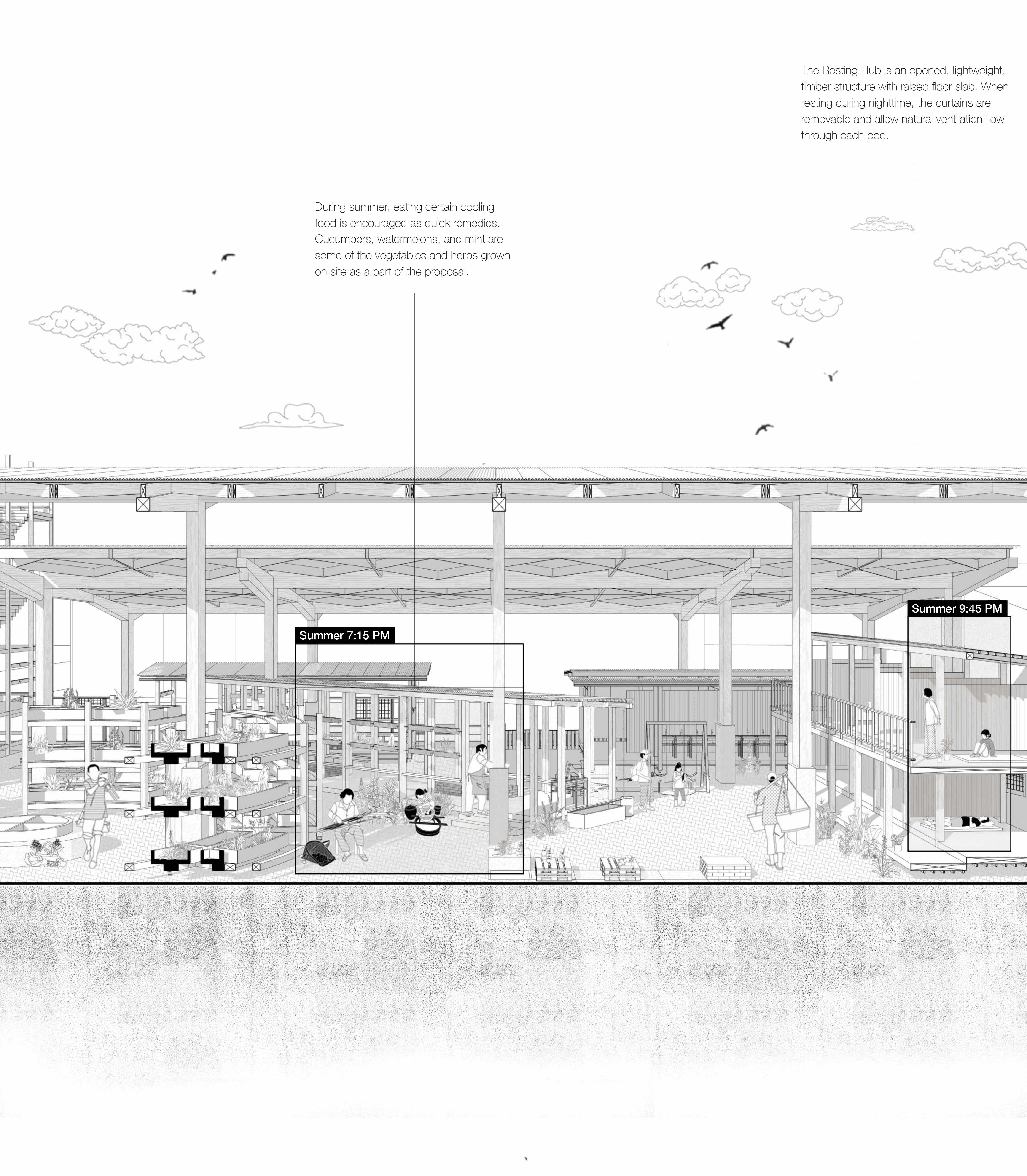 Sectional Perspective of Outdoor Climate Activations