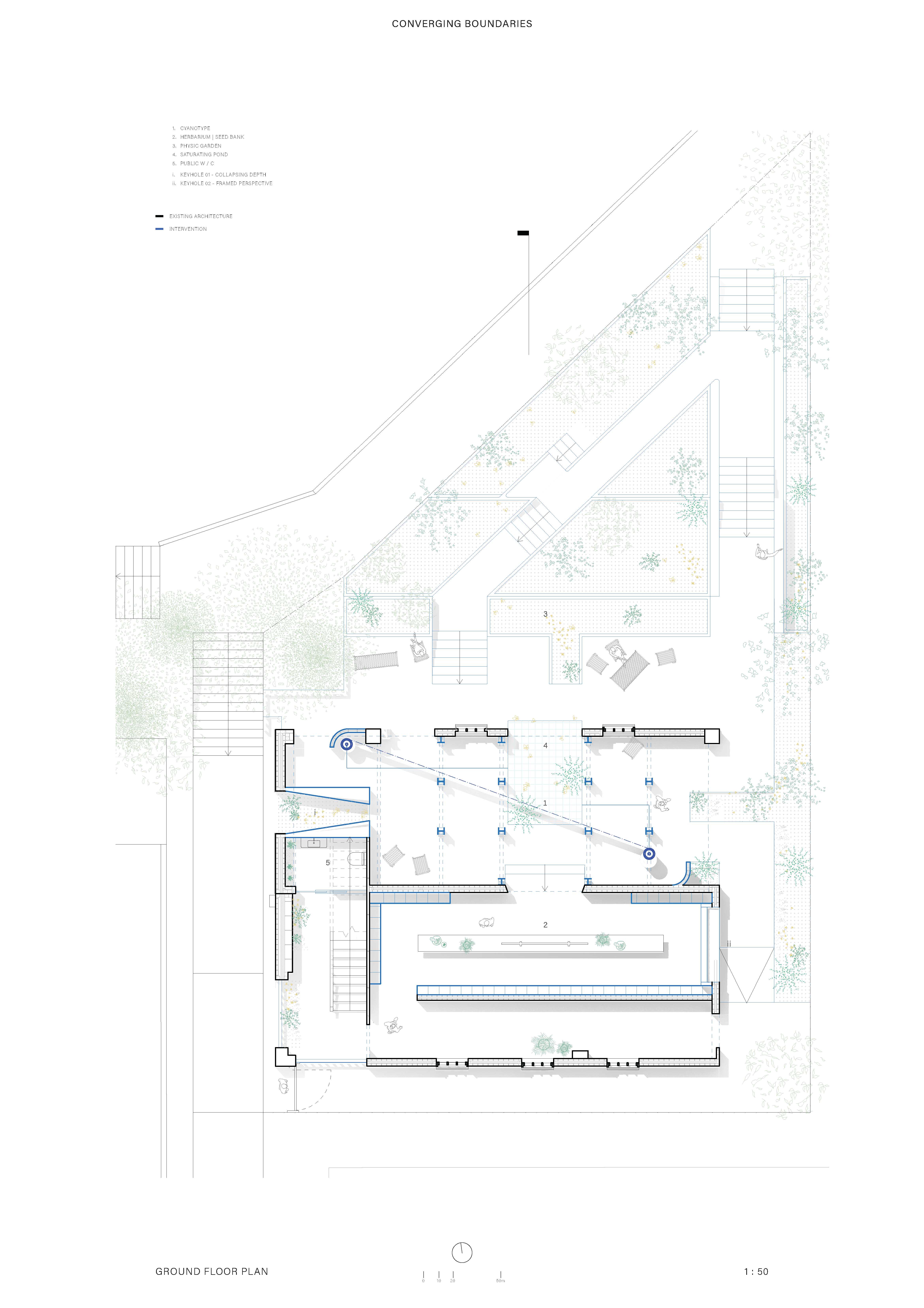 The architecture shifts in register. From a privatised, interwar gothic-style substation to a public architecture, inviting the continual registration of the seasonal ecology through cyanographic chambers.