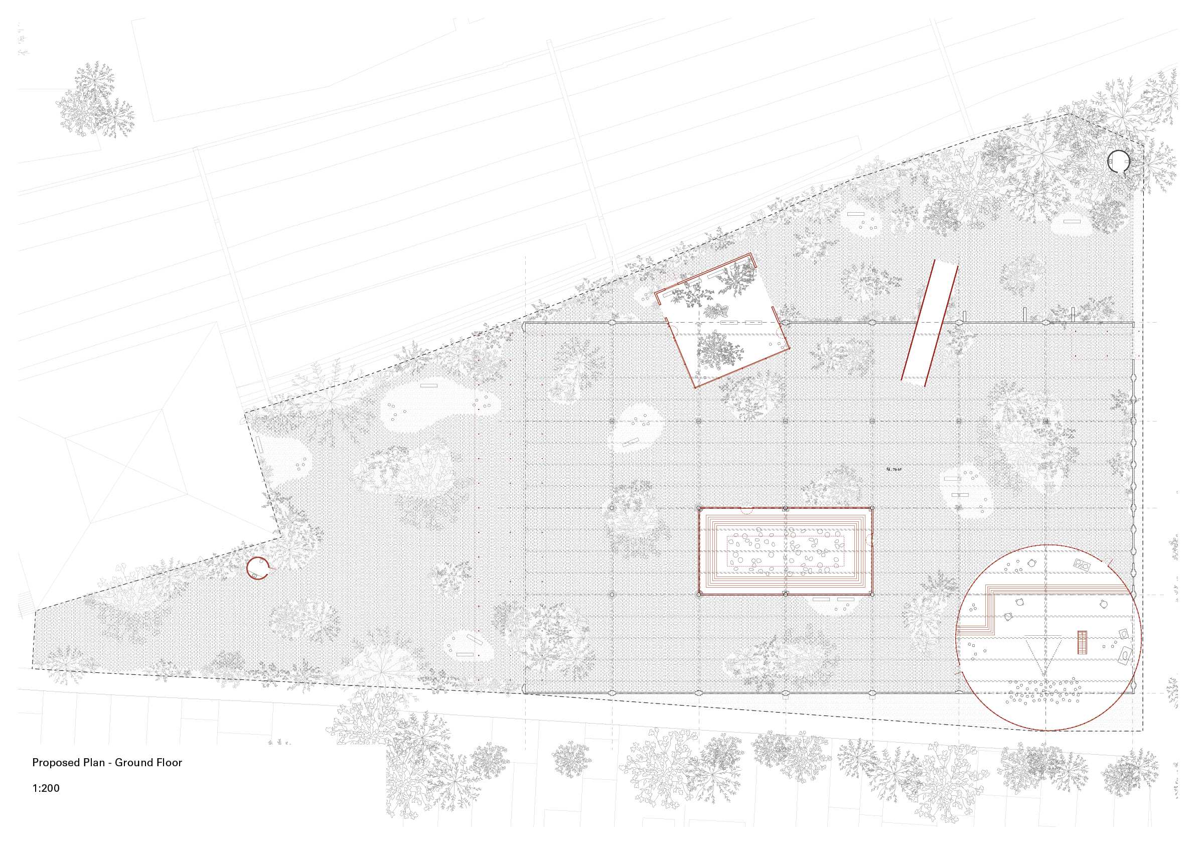 In this proposal, all new design elements break the grid. These individual perforating spaces provide moments of clarity, and interruptions intend to physically and metaphorically change the way users think. 