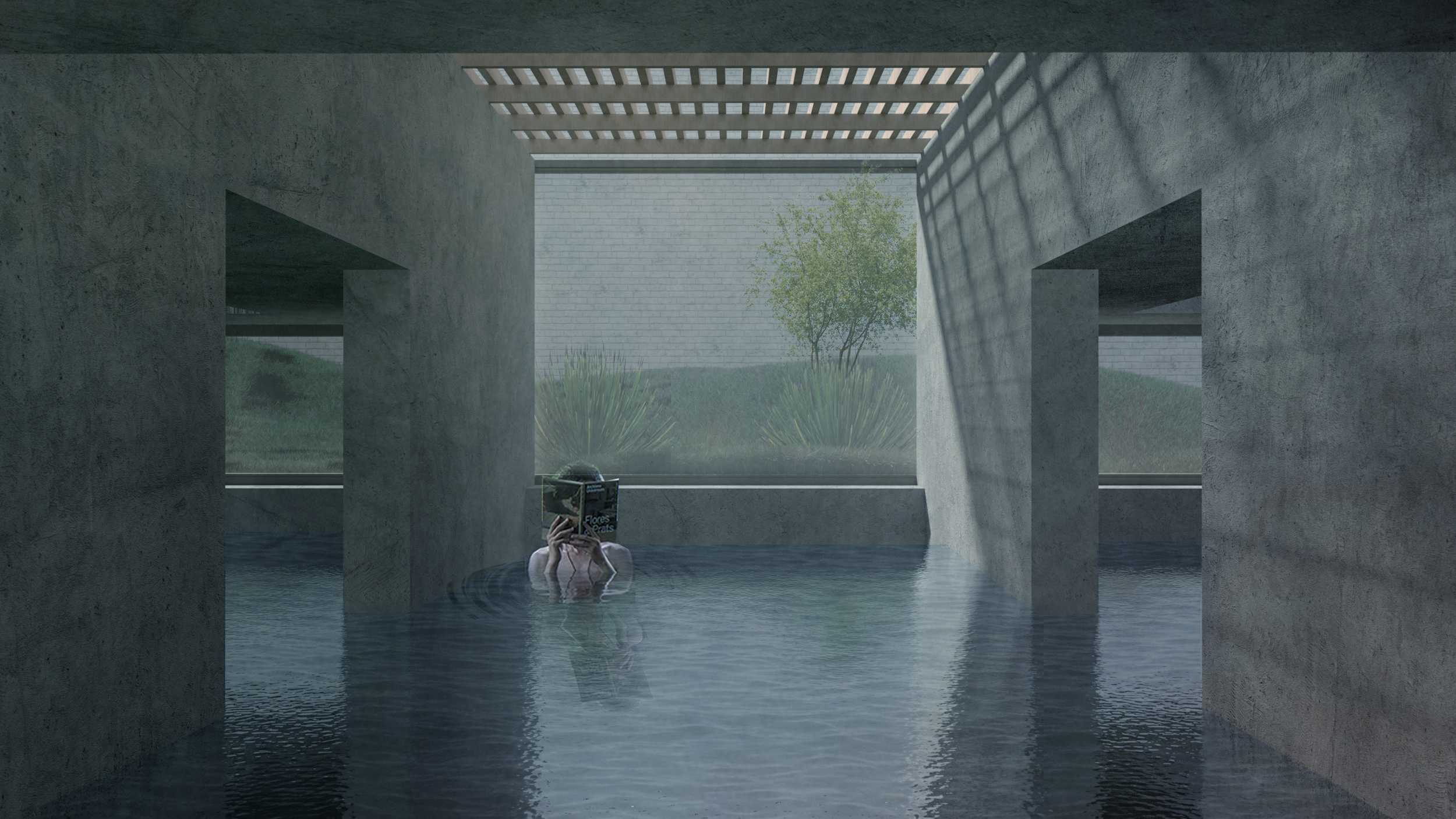 Time behaves differently in this area. The water is
stretching minutes slowly. The dissolving of hours is accomplished in the thick steam, and in the quiet running of being submerged.