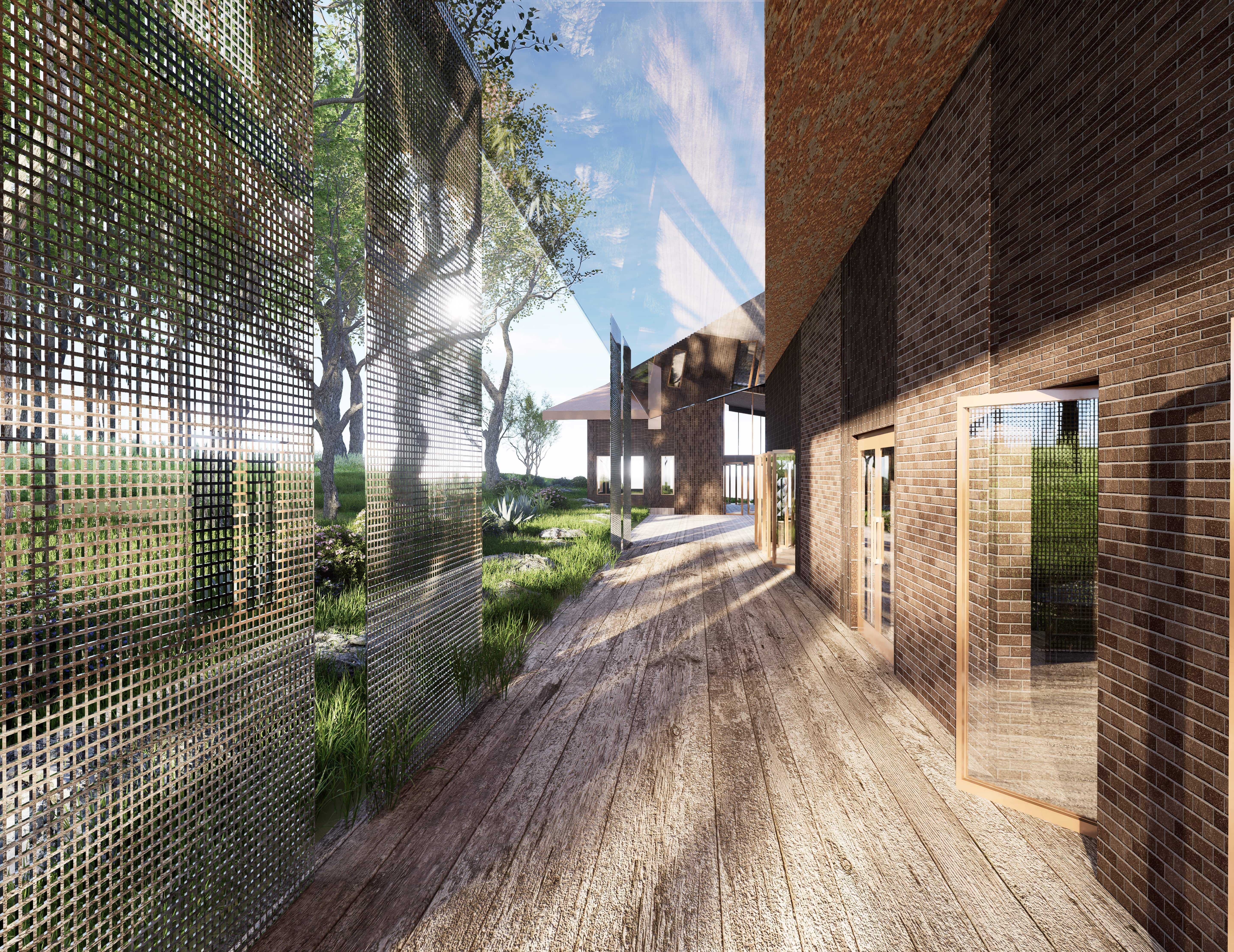 Filtered light, wind and vegetation shape the threshold condition, where openness and partial enclosure overlap to support gathering, pause and cultural presence.